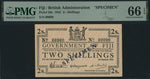 Load image into Gallery viewer, Government of Fiji, *TOP POP* specimen 2/- Shillings, 1st September 1942 emergency issue, serial number 00000
