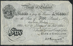 将图片加载到图库查看器，Bank of England, K.O. Peppiatt, £5, Liverpool, 21st November 1934, serial number T/174 95330
