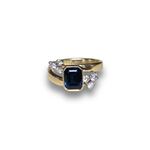Load image into Gallery viewer, 1980 Sapphire and Diamond Wrap-Around Ring in 18K Gold, Size N
