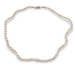 Load image into Gallery viewer, Single Strand Cultured Pearl Necklace with Diamond Set 9K Gold Clasp, 46cm
