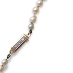 Load image into Gallery viewer, Single Strand Cultured Pearl Necklace with Diamond Set 9K Gold Clasp, 46cm
