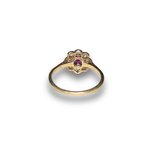 Load image into Gallery viewer, Vintage Ruby and Diamond Daisy Cluster Ring in 18K Gold, Size Q–R
