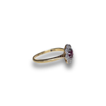 Load image into Gallery viewer, Vintage Ruby and Diamond Daisy Cluster Ring in 18K Gold, Size Q–R
