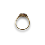 Load image into Gallery viewer, Vintage Ruby and Diamond Daisy Cluster Ring in 18K Gold, Size Q–R
