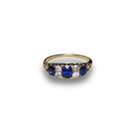Load image into Gallery viewer, Mid-Century Sapphire and Diamond Ring in 18K Gold, Size Q–R
