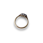 Load image into Gallery viewer, Mid-Century Diamond Three-Stone Ring in 18K Gold with Platinum Prongs, Size Q
