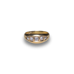 Load image into Gallery viewer, Victorian Diamond Boat Ring in 18K Gold, Antique 1883 Chester, Size O–P
