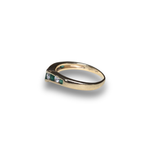 Load image into Gallery viewer, Emerald and Diamond Wishbone Ring in 14K Gold, Vintage Columbian Emerald International Ring, Size K½
