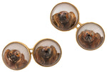 Load image into Gallery viewer, Early 20th-Century Essex Crystal Spaniel Cufflinks in Gold
