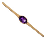 Load image into Gallery viewer, Vintage Amethyst Bar Brooch in 9K Gold
