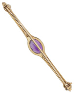 Load image into Gallery viewer, Vintage Amethyst Bar Brooch in 9K Gold
