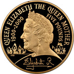 Load image into Gallery viewer, Elizabeth II, 'Centenary of HM The Queen Mother' Gold Proof Five Pounds, 2000
