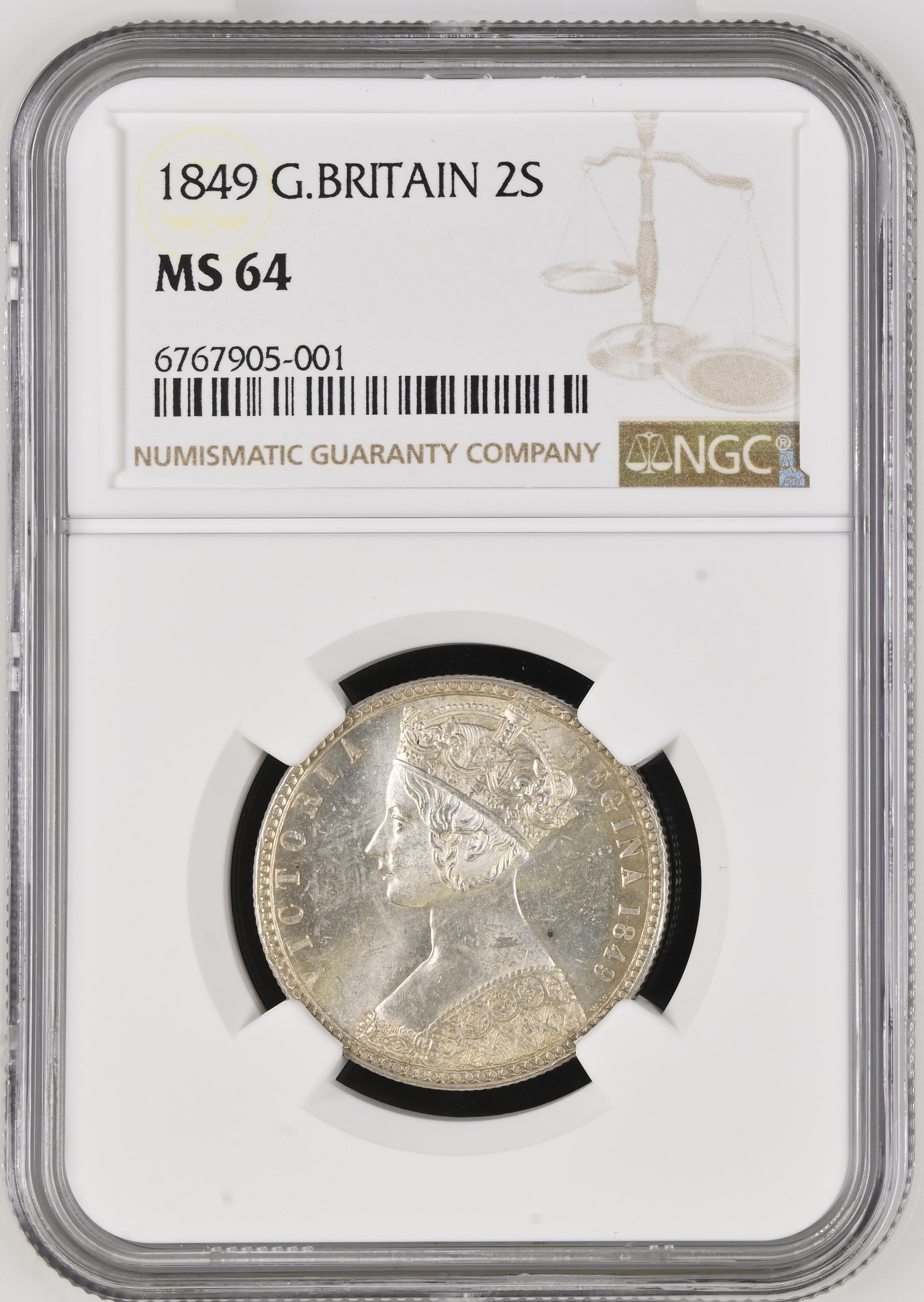 Victoria, 'Godless' Florin, 1849 WW