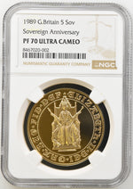 Load image into Gallery viewer, Elizabeth II, '500th Anniversary of the Sovereign' Gold Proof Five Pounds, 1989
