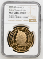 Load image into Gallery viewer, Elizabeth II, 'Centenary of HM The Queen Mother' Gold Proof Five Pounds, 2000
