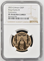 Load image into Gallery viewer, Charles III, Coronation Gold Proof 50p, 2023
