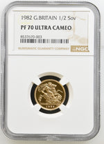 将图片加载到图库查看器，⚽ Elizabeth II, Gold Proof Half-Sovereign, 1982 ⚽
