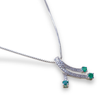 Load image into Gallery viewer, Emerald and Diamond Pendant Necklace in 14K White Gold, Modern Diamond Pendant, 50cm
