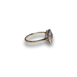 Load image into Gallery viewer, 1988 Sapphire and Diamond Halo Ring in 9K Gold, Modern Art Deco Style, Size N
