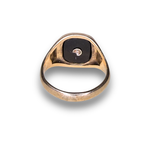 Load image into Gallery viewer, Vintage Onyx Signet Ring in 9K Gold with Diamonds, Size R–S

