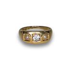 Load image into Gallery viewer, Victorian Pearl and Diamond Three-Stone Ring in 18K Gold
