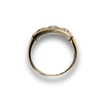 Load image into Gallery viewer, Victorian Pearl and Diamond Three-Stone Ring in 18K Gold
