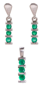 Load image into Gallery viewer, Emerald Pendant and Matching Earrings in Sterling Silver
