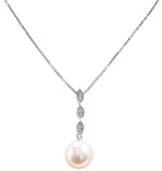 Load image into Gallery viewer, Pearl and Diamond Pendant Necklace in 18K White Gold, Cultured Pearl Necklace, 40cm
